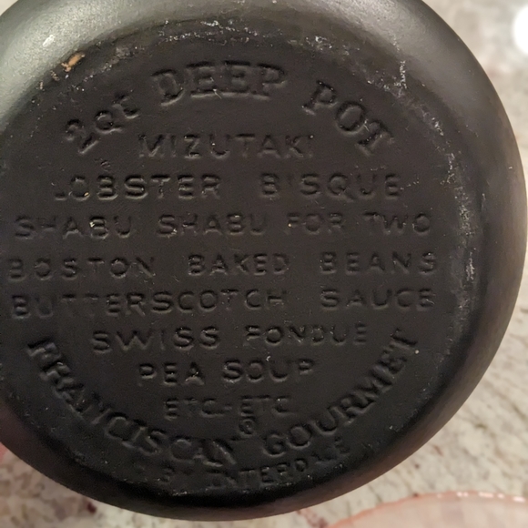 Franciscan Clay Handmade Pot Glazed Handles Large 64 Oz Made in France Black - Picture 4 of 11